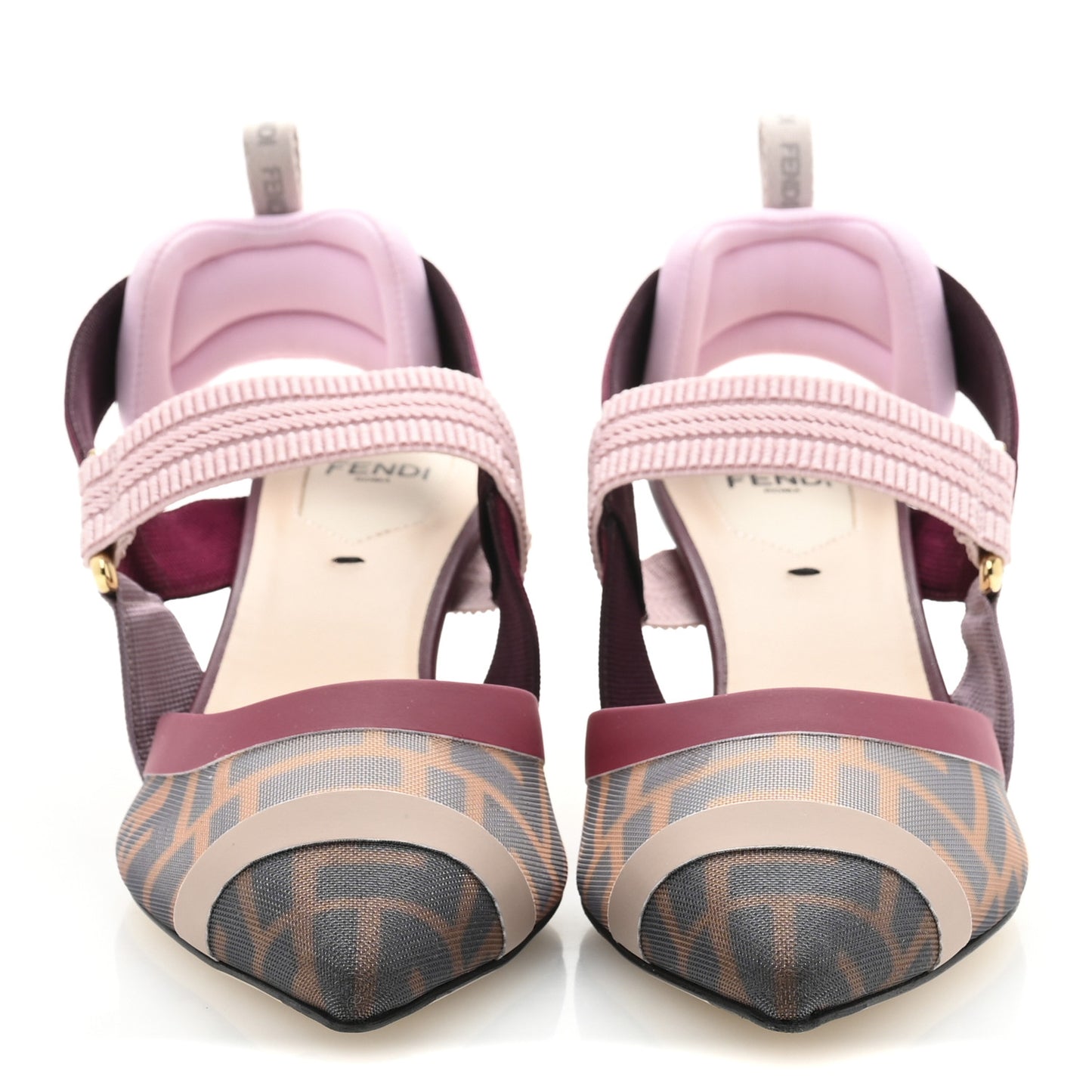 Technical Mesh FF Colibri 55mm Slingback Pumps 37 Tobacco Moro Black Anemone