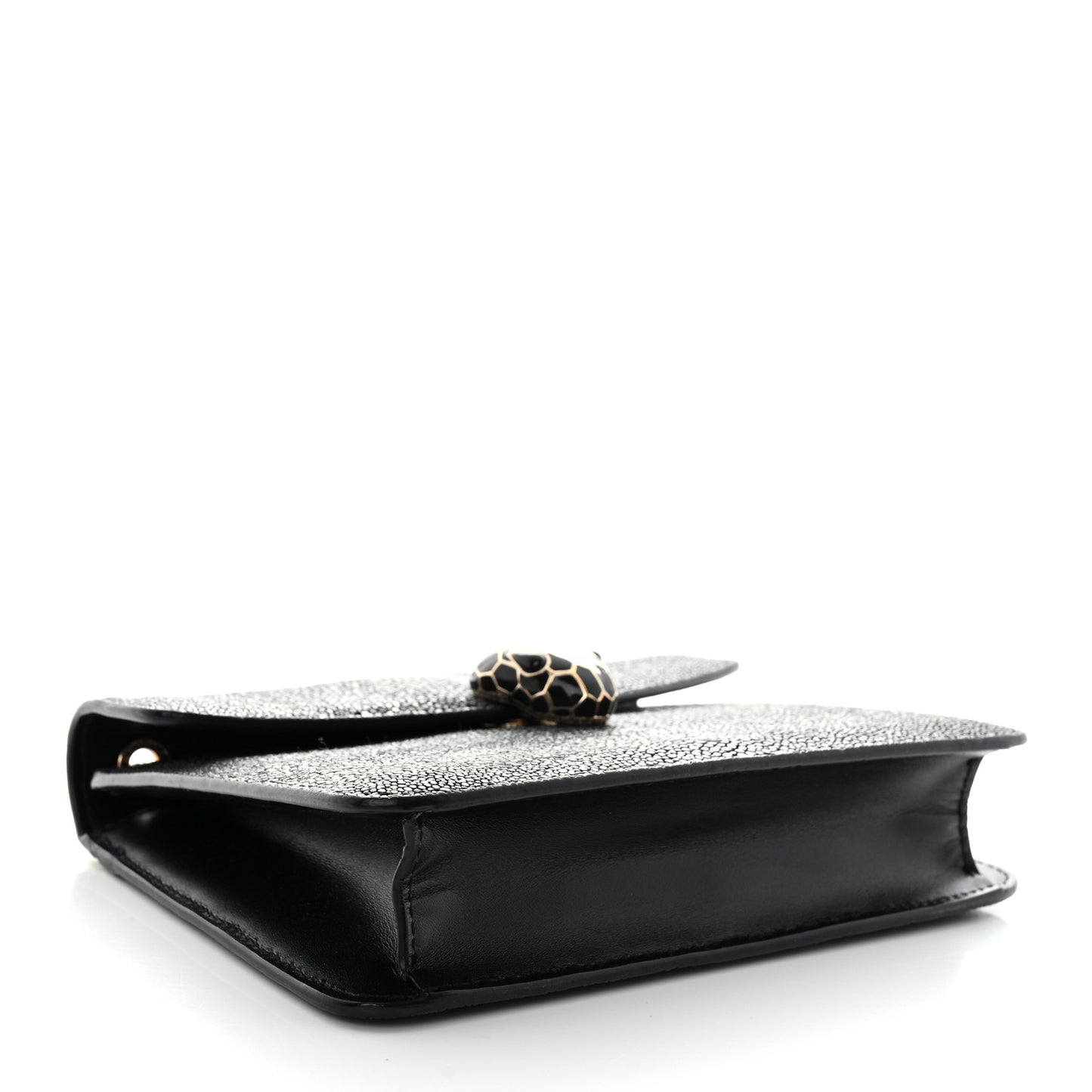 Galuchat Striped Serpenti Forever Crossbody Bag Black Grey