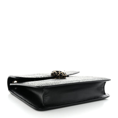 Bulgari Galuchat Striped Serpenti Forever Crossbody Bag Black Grey 4 of 10
