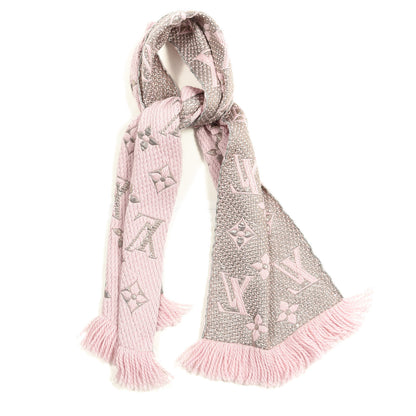 Louis Vuitton Wool Silk Logomania Shine Scarf Pink 1 of 3