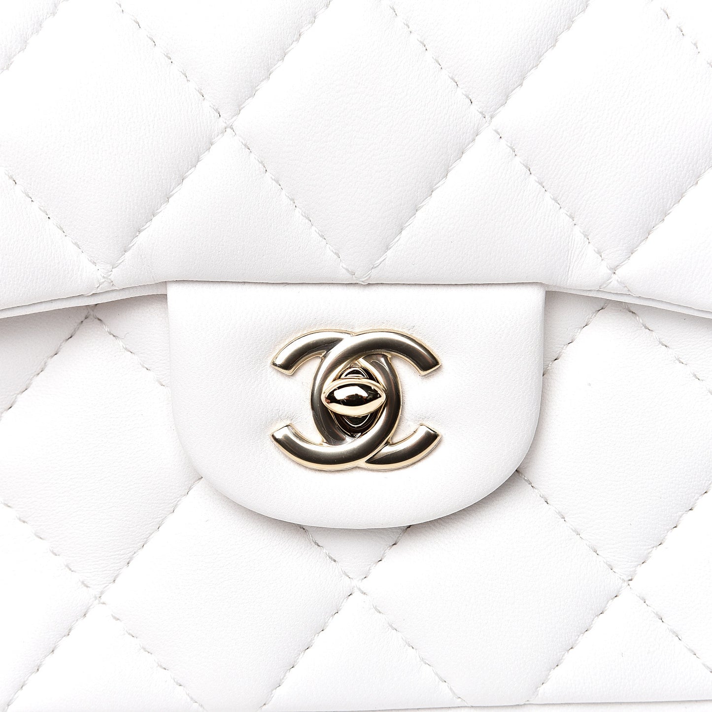 Lambskin Quilted Small My Precious Flap White