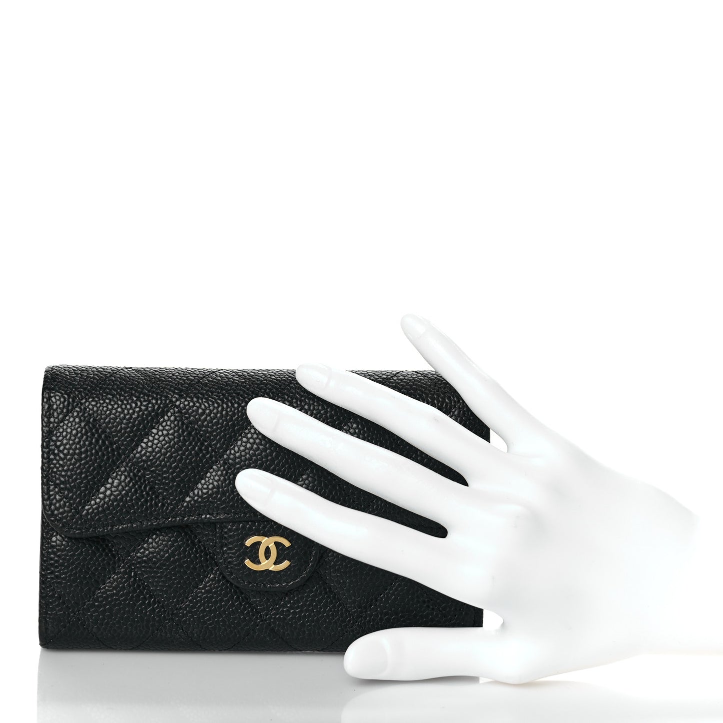 Caviar Quilted Medium Flap Wallet Black