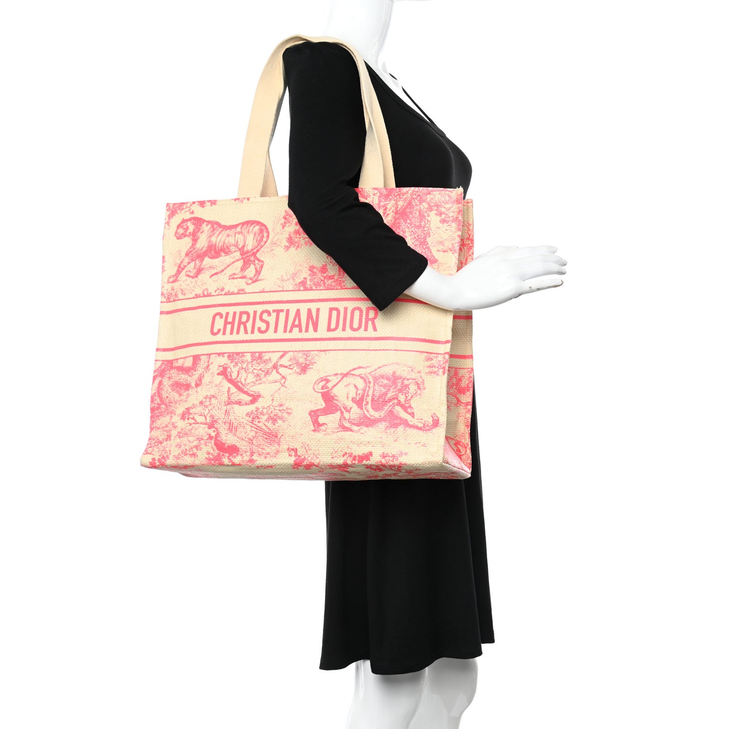 Straw Dioriviera Tote Pink