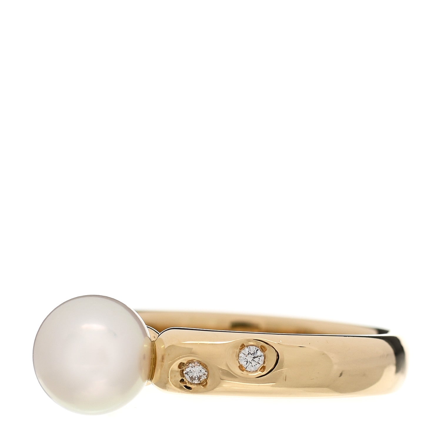 Mikimoto 18K Yellow Gold Diamond Akoya Pearl 8mm Ring 56 7.5 3 of 6