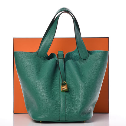 Hermes Taurillon Clemence Picotin Lock 26 GM Vert Vertigo 8 of 8