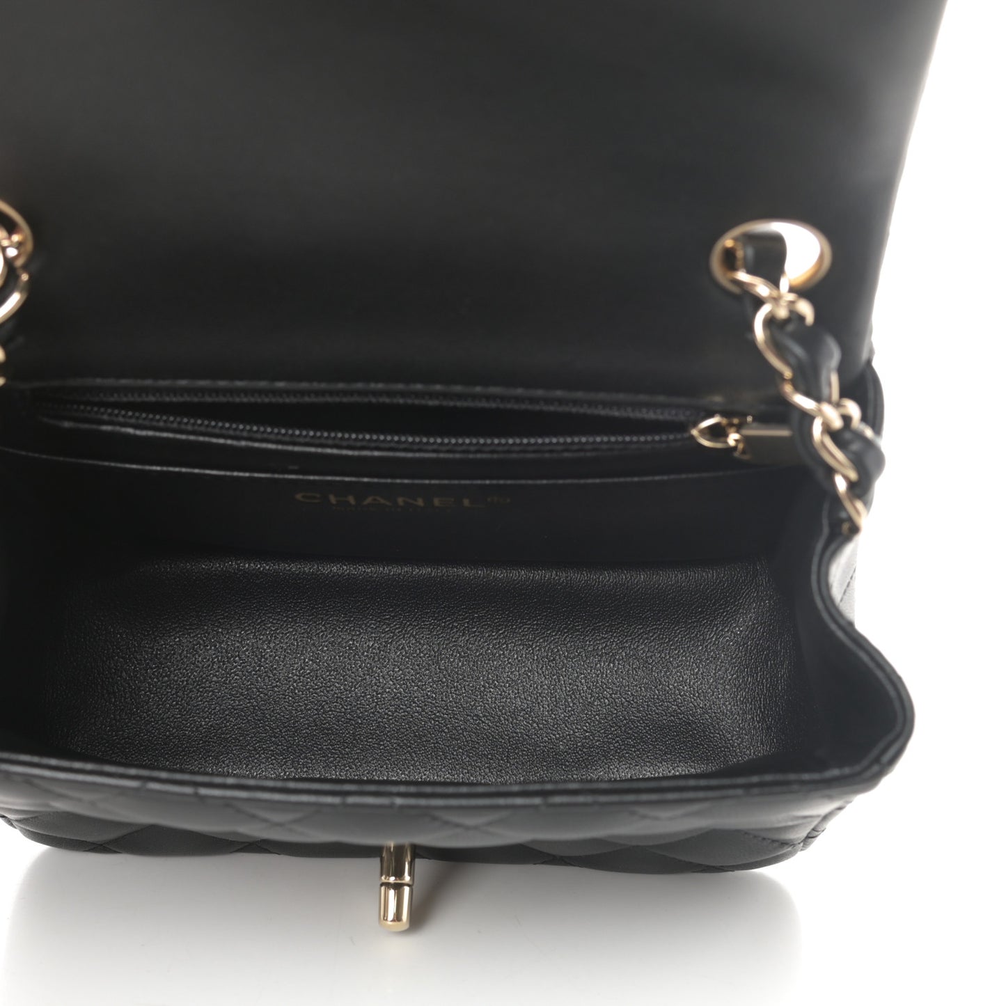 Lambskin Quilted Mini Square Flap Black