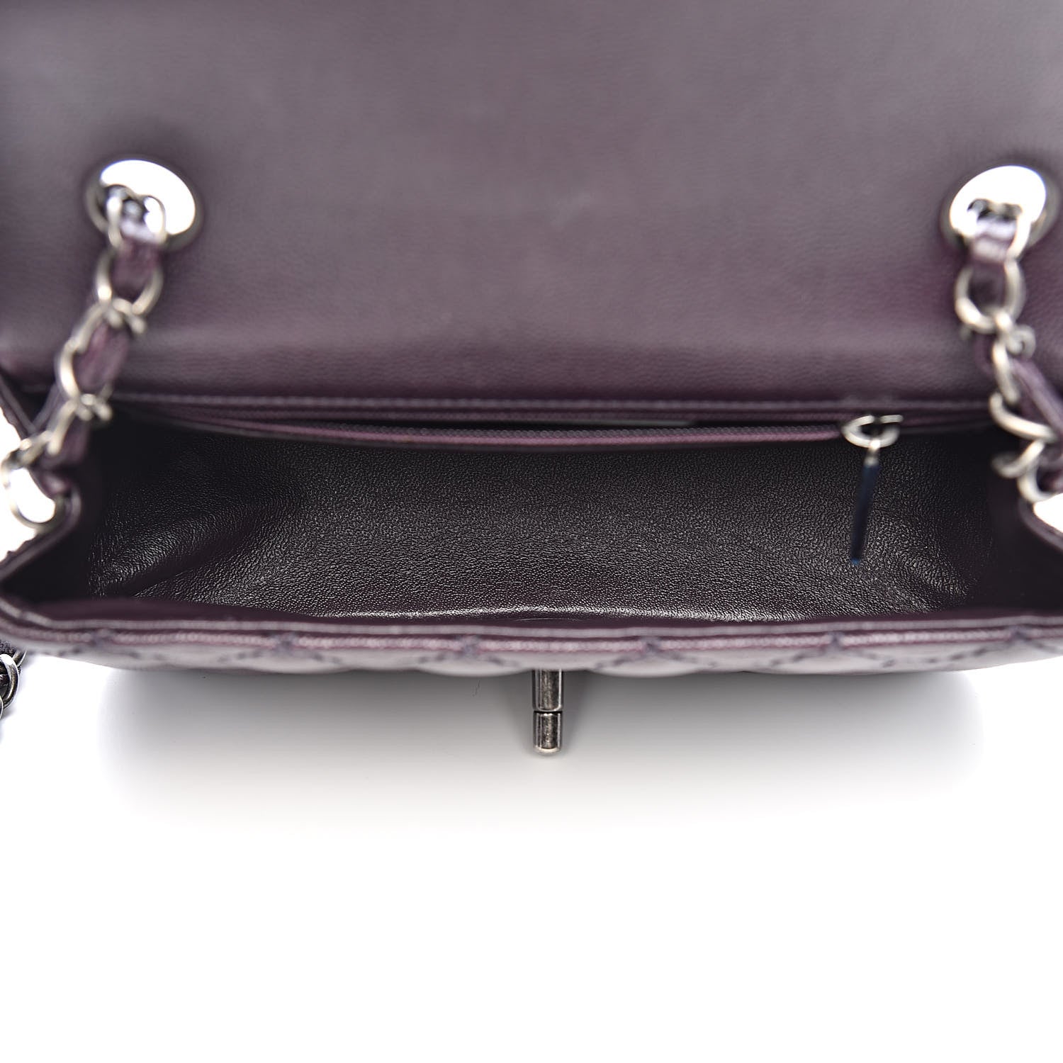 Chanel Washed Caviar Quilted Mini Rectangular Flap Dark Purple 5 of 12
