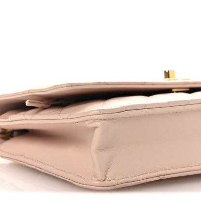 Chanel Lambskin Quilted CC Pearl Crush Wallet on Chain WOC Light Pink 10 of 15