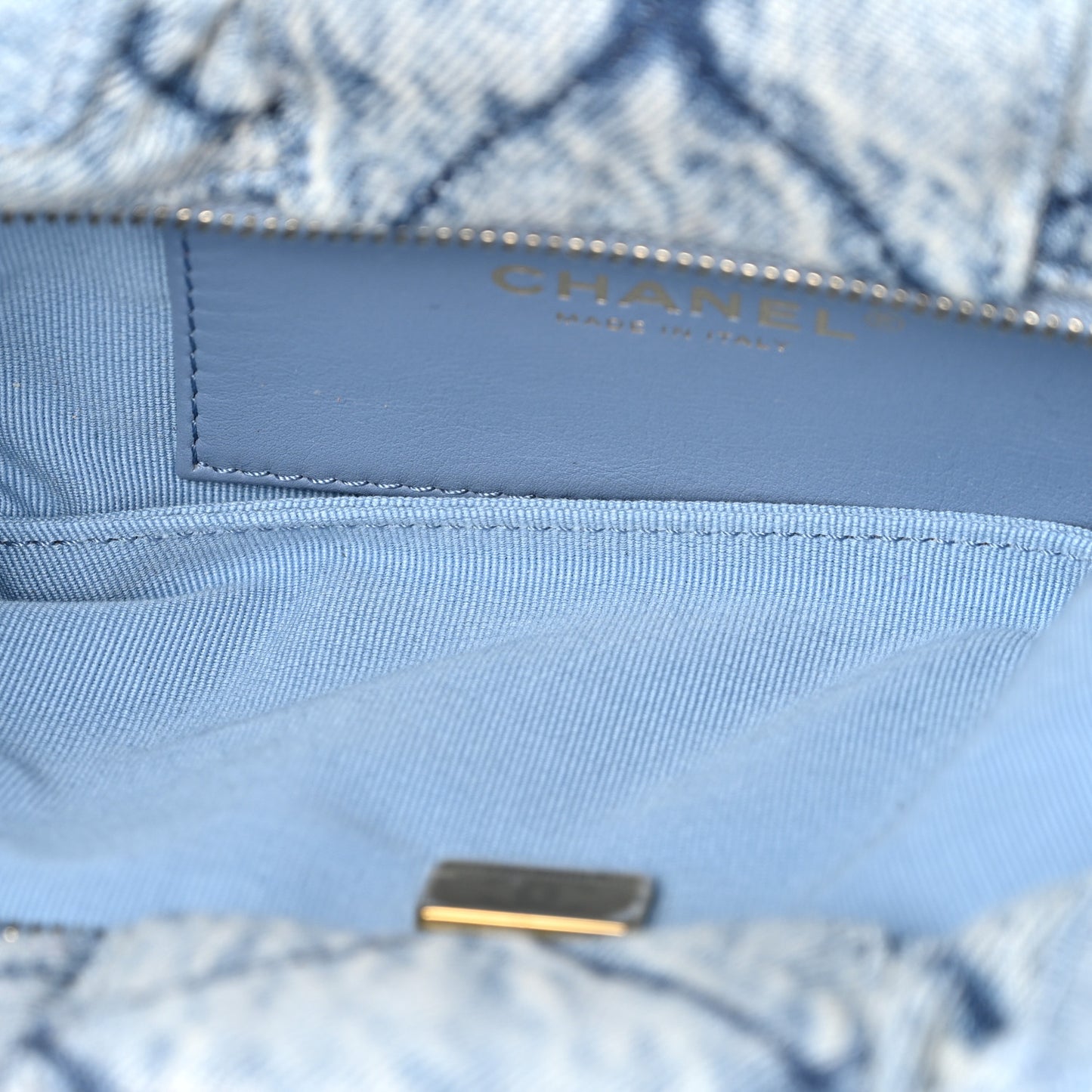 Washed Denim Quilted Mini Bow Bag Blue