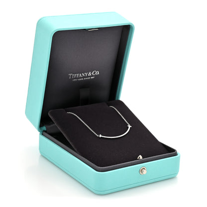 Tiffany 18K White Gold Diamond Small T Smile Pendant Necklace 6 of 6