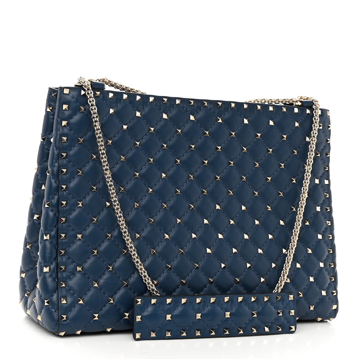 Nappa Rockstud Spike Shoulder Tote Pure Blue