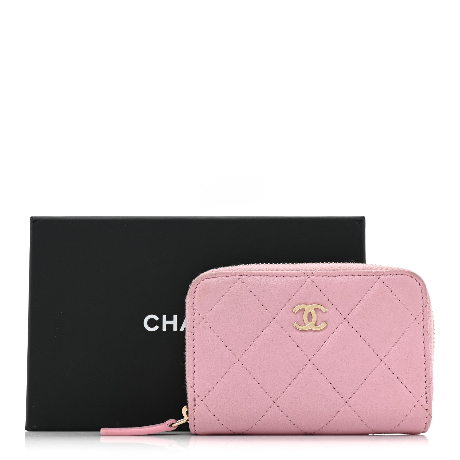 Chanel Iridescent Calfskin Quilted Zip Coin Purse Wallet Light Pink 16 of 16