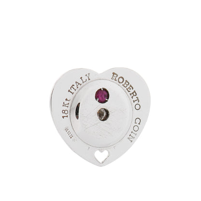 Roberto Coin 18K White Gold Diamond Pink Sapphire Enamel Flower Stud Earrings 4 of 4