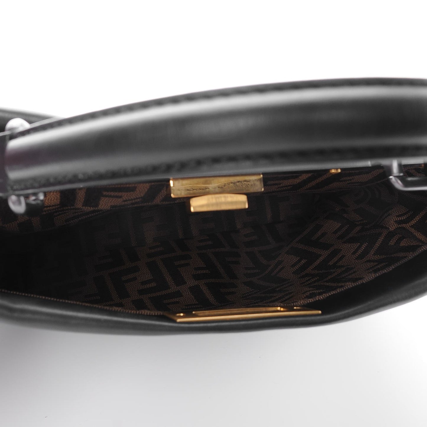 Vitello Zucca Medium Peekaboo Iconic Satchel Black Tobacco