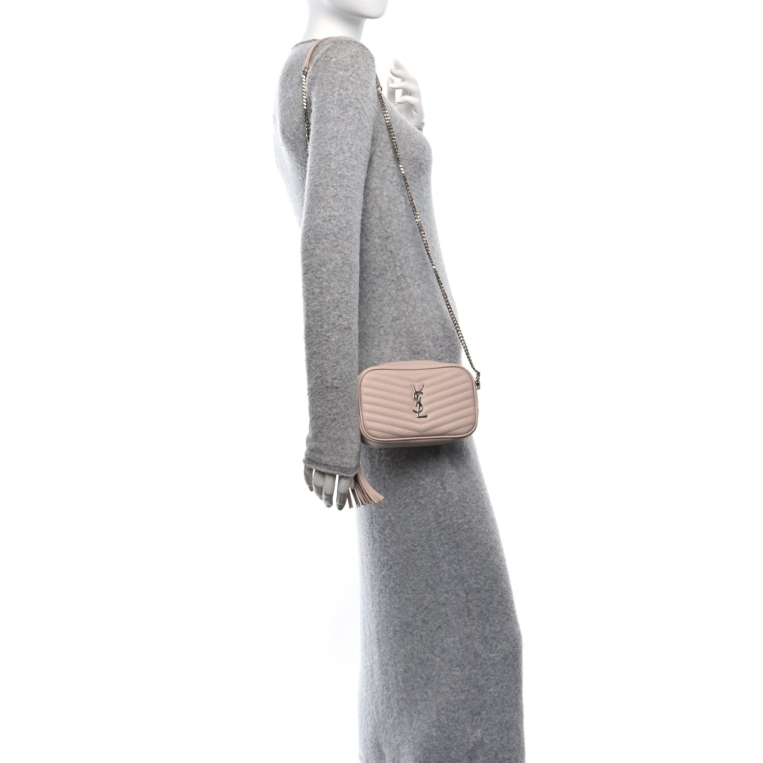 Saint Laurent Grain De Poudre Matelasse Monogram Mini Lou Camera Bag Marble Pink 2 of 10