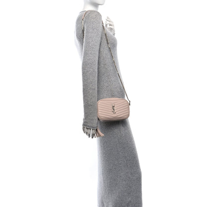 Saint Laurent Grain De Poudre Matelasse Monogram Mini Lou Camera Bag Marble Pink 2 of 10