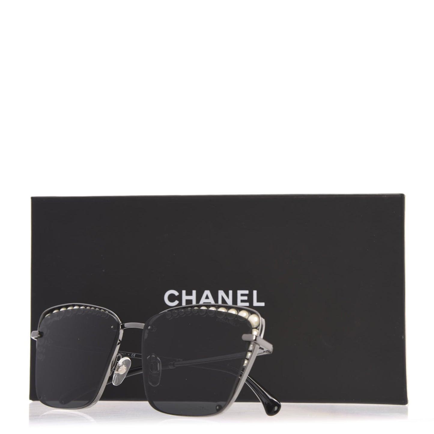 Metal Square Frame Pearl Sunglasses 4235-H Dark Grey