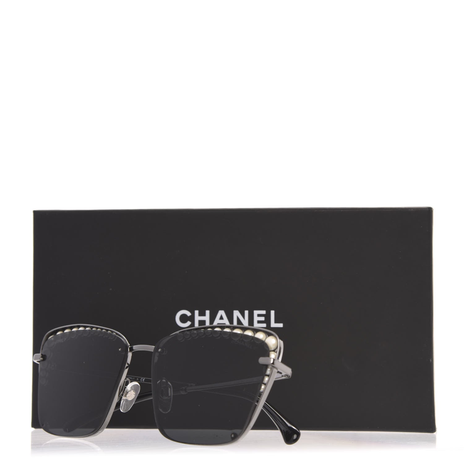 Chanel Metal Square Frame Pearl Sunglasses 4235-H Dark Grey 7 of 7