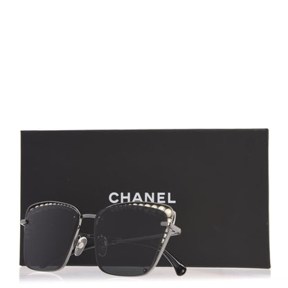 Chanel Metal Square Frame Pearl Sunglasses 4235-H Dark Grey 7 of 7