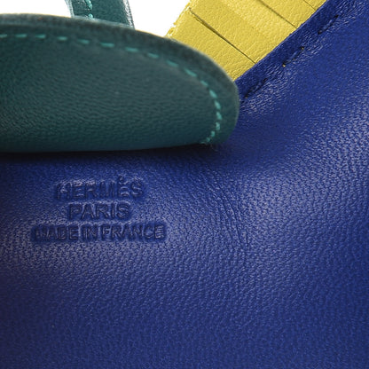 Hermes Milo Lambskin Grigri Rodeo Horse Bag Charm MM Bleu Electrique Lime Vert Fonce 3 of 4