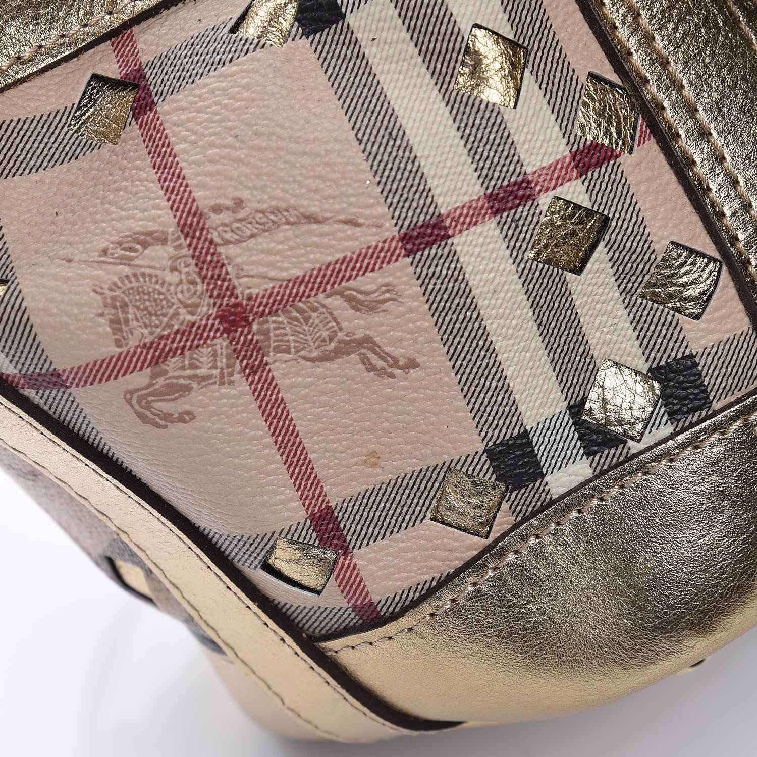 Burberry Haymarket Check Drawstring Claudia Bag Gold 10 of 13