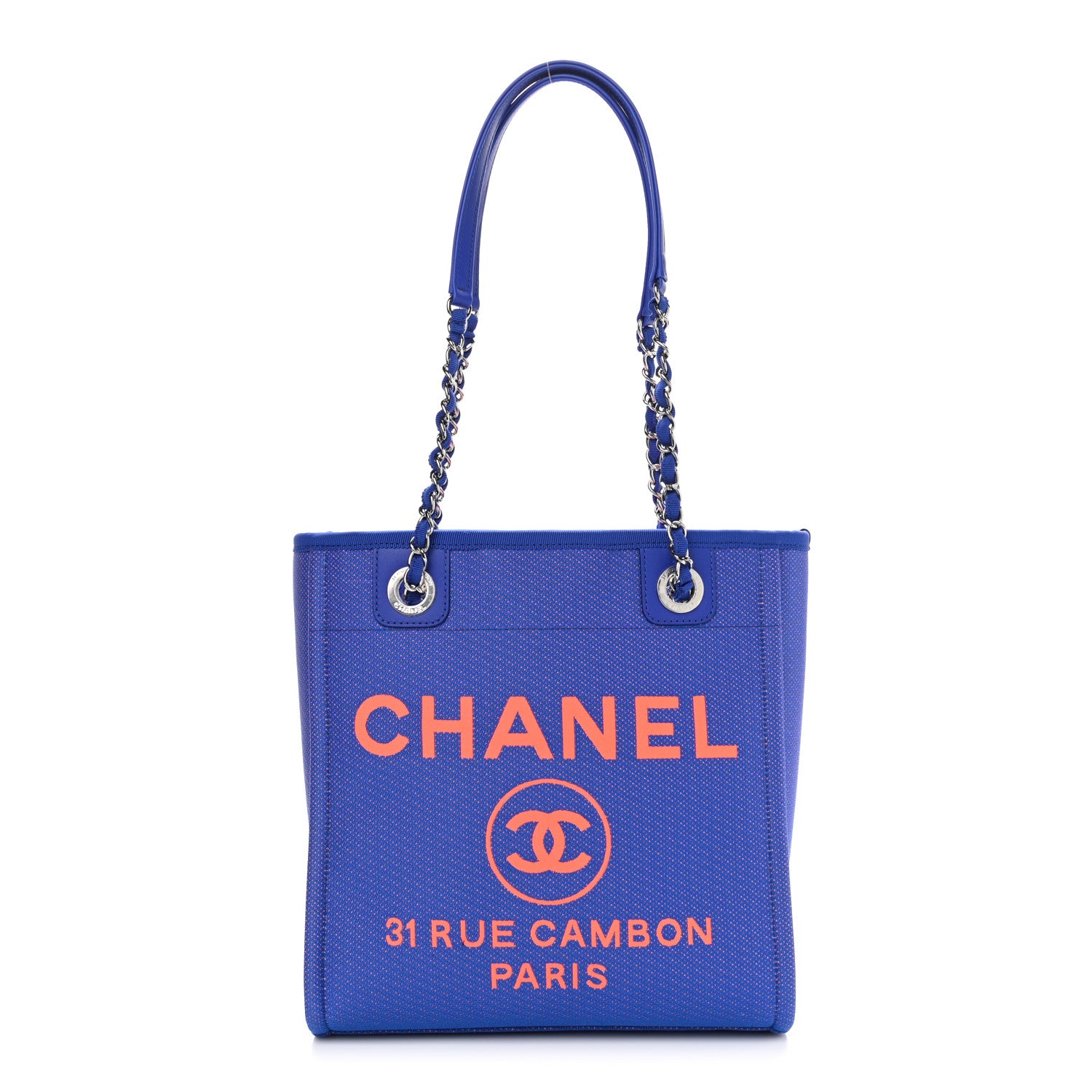 Chanel Mixed Fibers Mini Deauville Tote Blue Orange 1 of 10