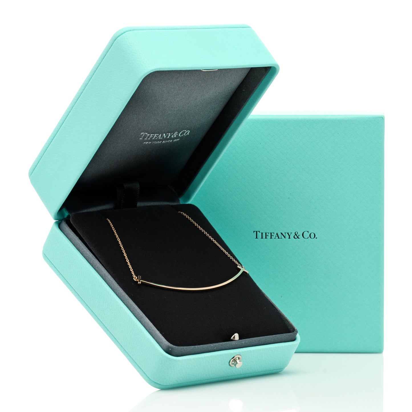 18K Rose Gold Large T Smile Pendant Necklace