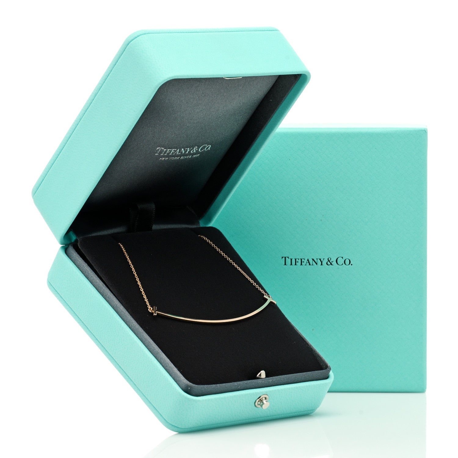 Tiffany 18K Rose Gold Large T Smile Pendant Necklace 6 of 6
