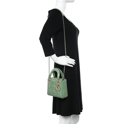 Christian Dior Patent Cannage Mini Lady Dior Mint Green 2 of 13