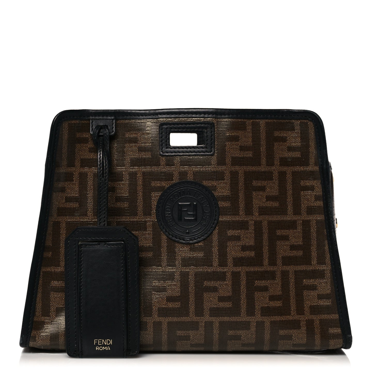 Glazed Fabric Vitello Century FF 1974 Stamp Patch Mini Peekaboo Defender Cover Mogano Panna Black