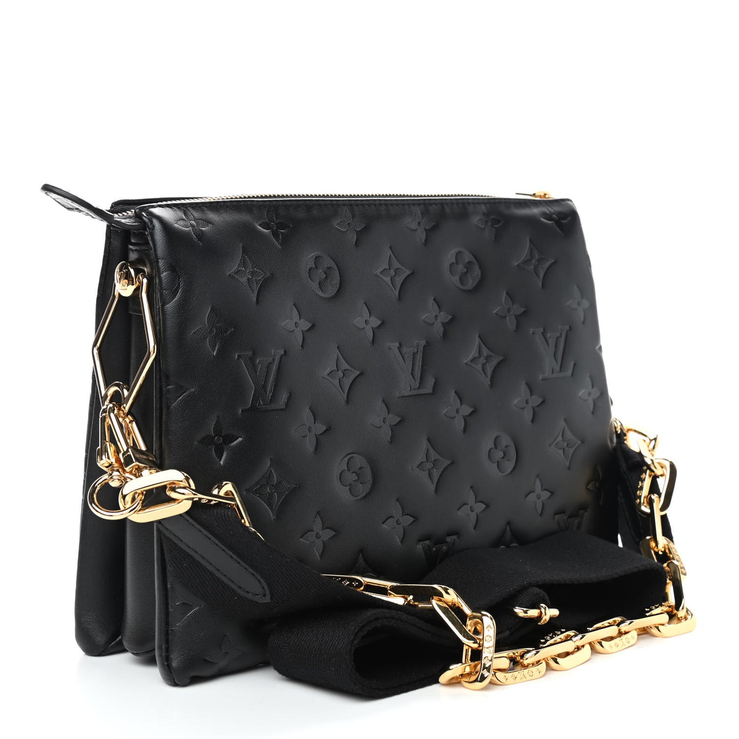 Lambskin Embossed Monogram Coussin PM Black