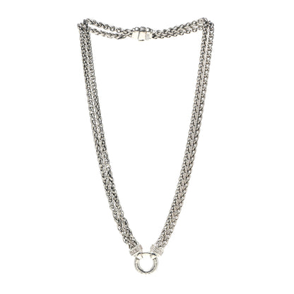 David Yurman Sterling Silver Diamond 18mm Double Wheat Chain Necklace 3 of 4