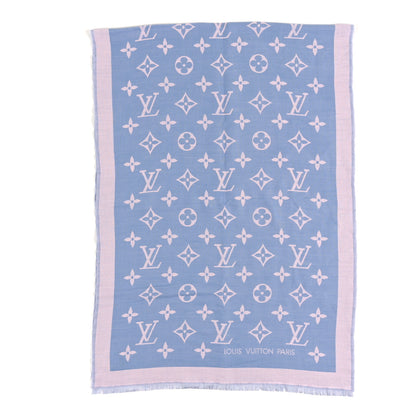 Louis Vuitton Silk Wool Monogram Miss LV Stole Blue Clair 2 of 4