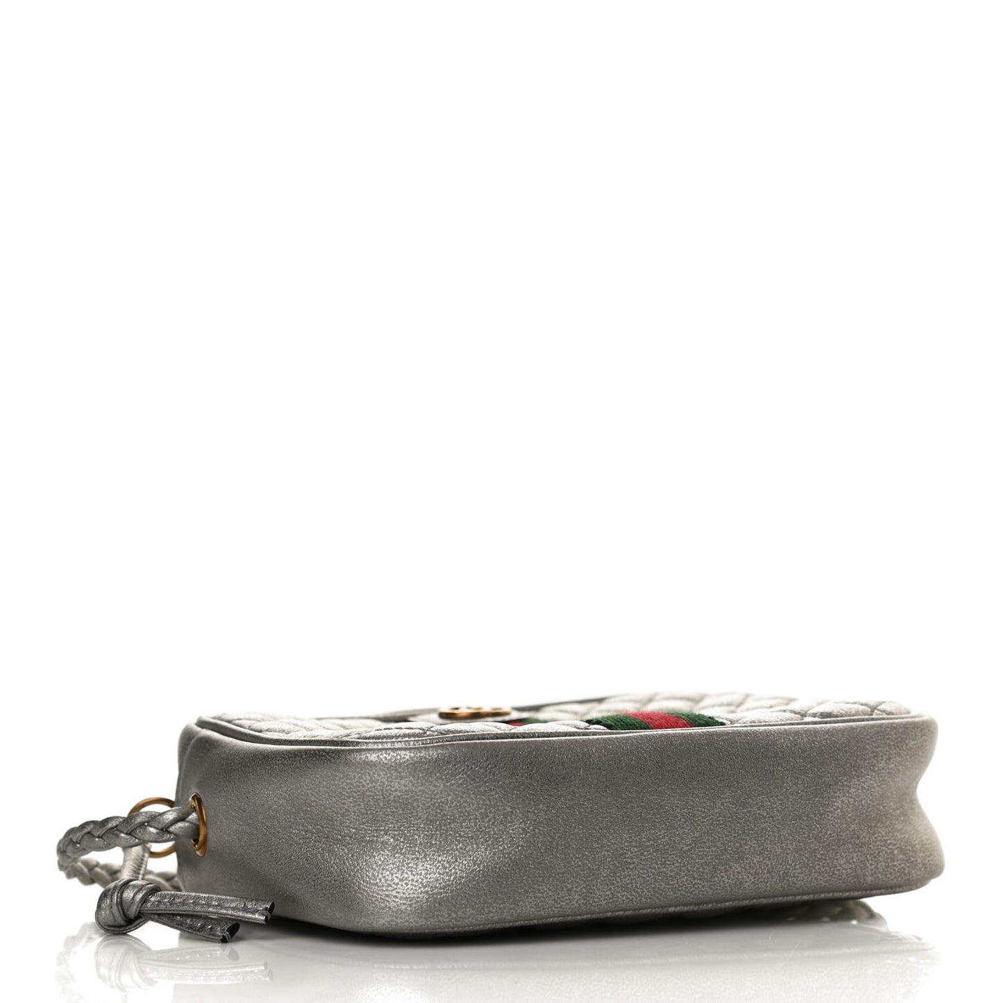 Laminated Nappa Web Trapuntata Mini GG Shoulder Bag Argento