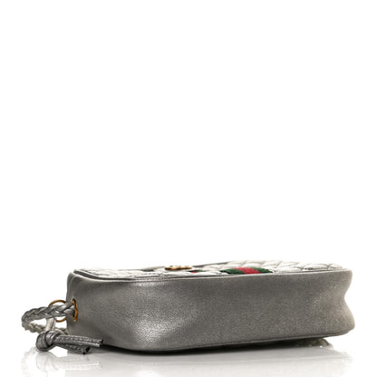 Gucci Laminated Nappa Web Trapuntata Mini GG Shoulder Bag Argento 4 of 12