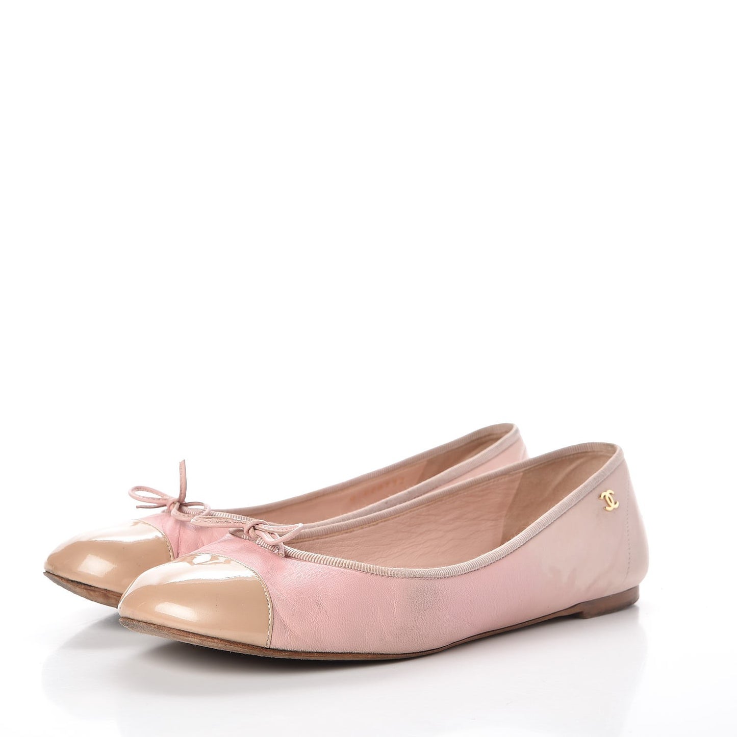 Lambskin Patent Cap Toe CC Ballerina Flats 40 Rose Clair