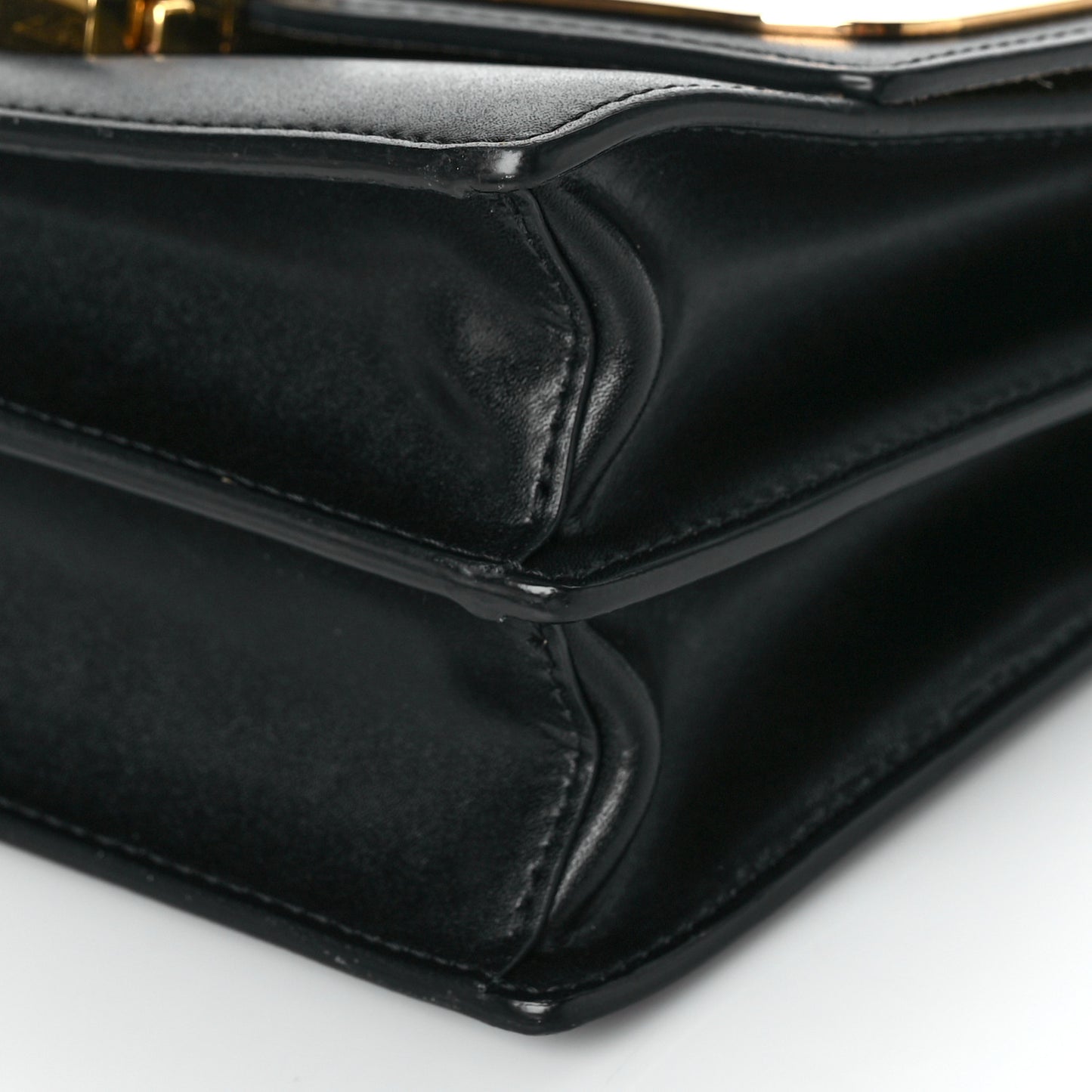 Vitello Liberty Metal Monster Eyes Small Kan I Shoulder Bag Black Gold