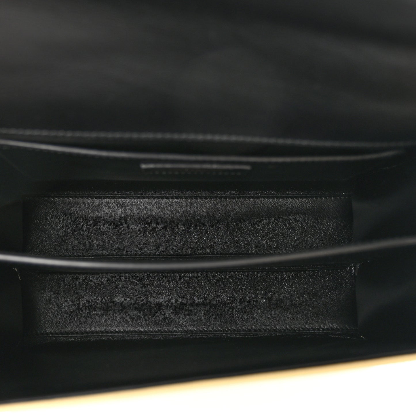 Smooth Shiny Calfskin Medium Classic Monogram Cassandra Top Handle Black Crema Soft
