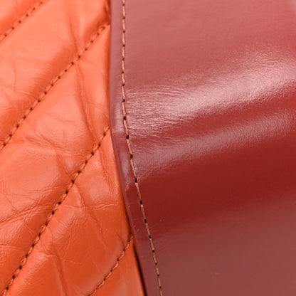 Chanel Aged Calfskin Chevron Quilted Small Gabrielle Backpack Dark Red Orange 12 of 13