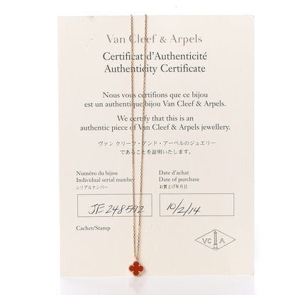 Van Cleef & Arpels 18K Rose Gold Carnelian Sweet Alhambra Pendant Necklace 8 of 8