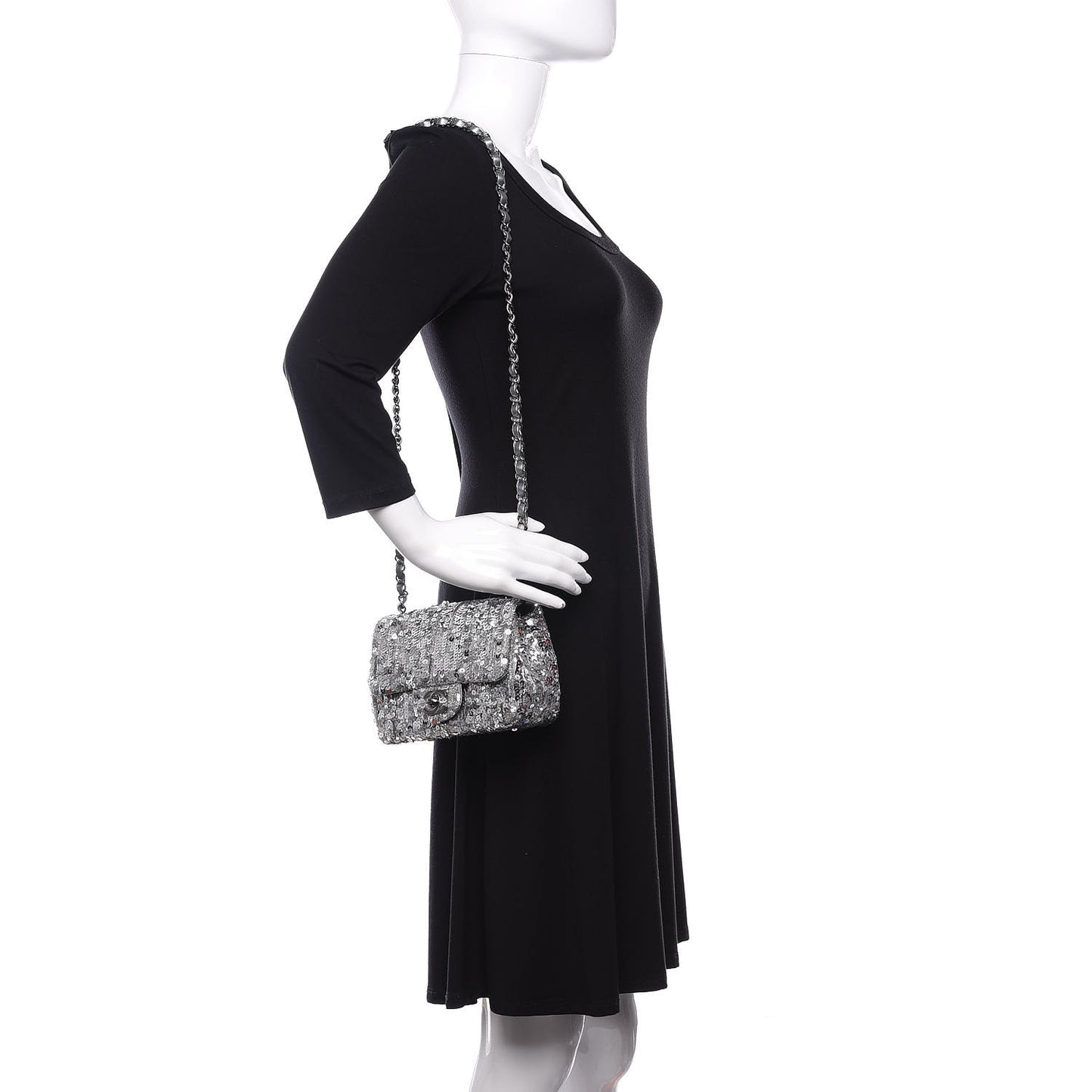 Sequin Mini Square Flap Silver