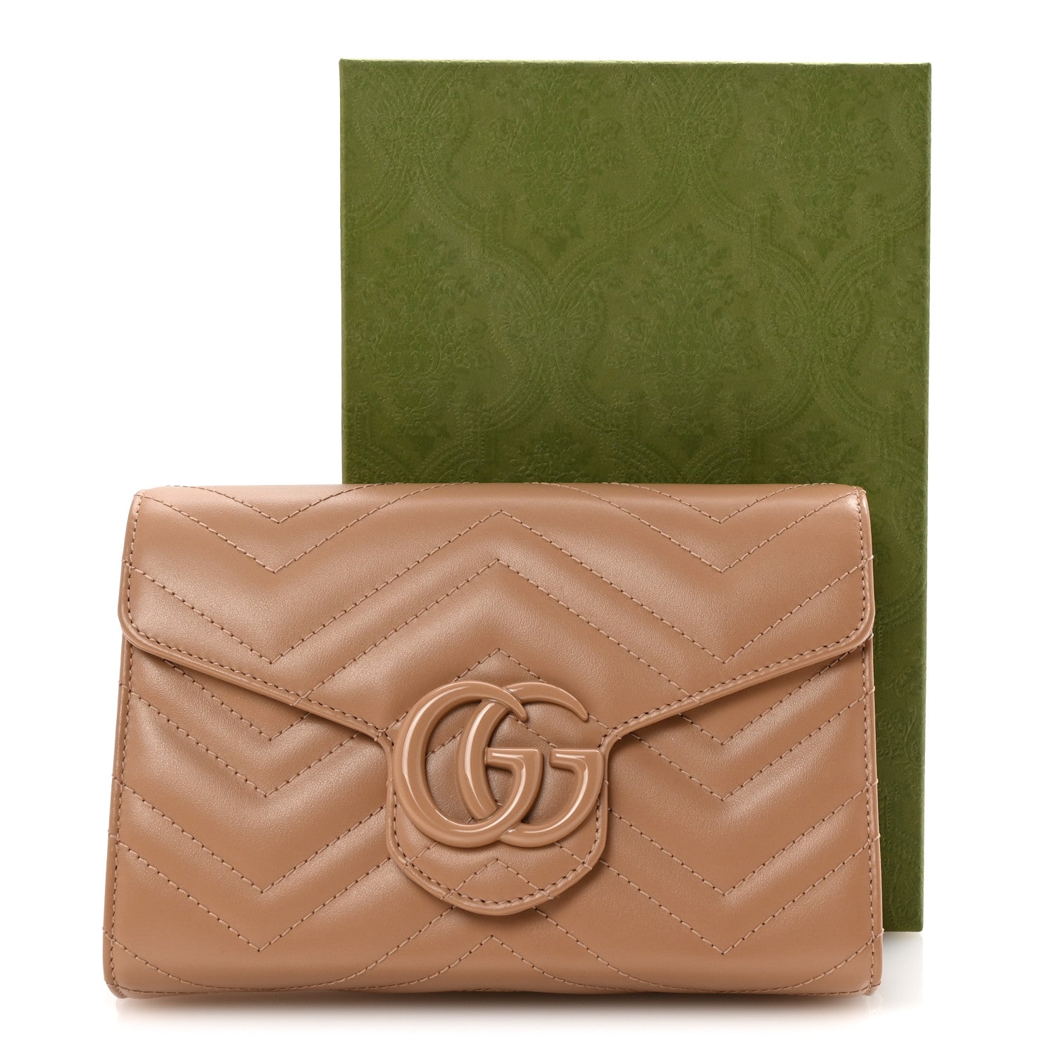 Gucci Calfskin Matelasse Monochrome GG Marmont Chain Wallet Camelia 11 of 11