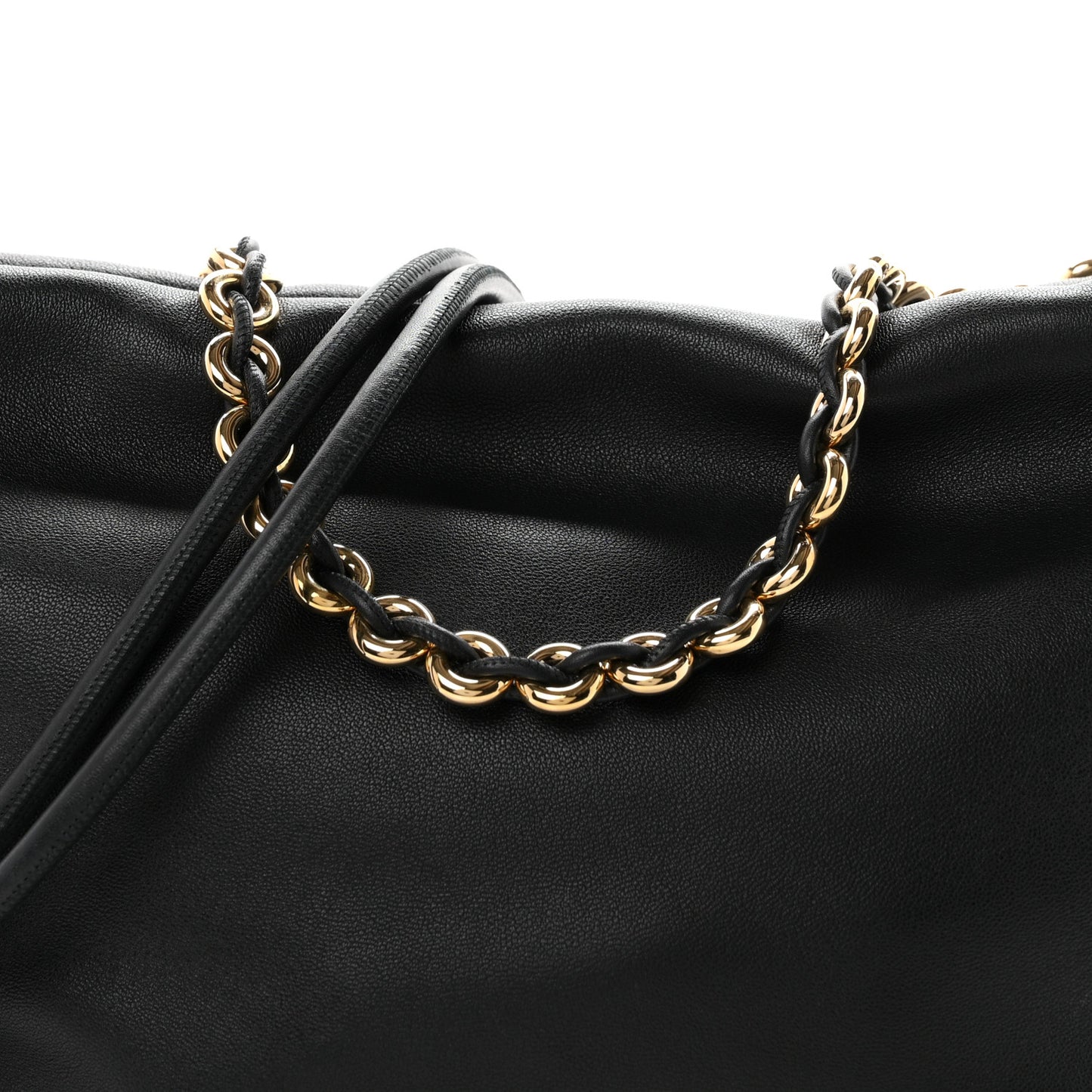 Mellow Nappa Medium Donut Chain Flamenco Knot Clutch Black