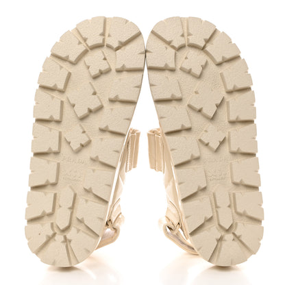 Prada Patent Quilted Padded Slingback Sandals 36 Ivory 5 of 10