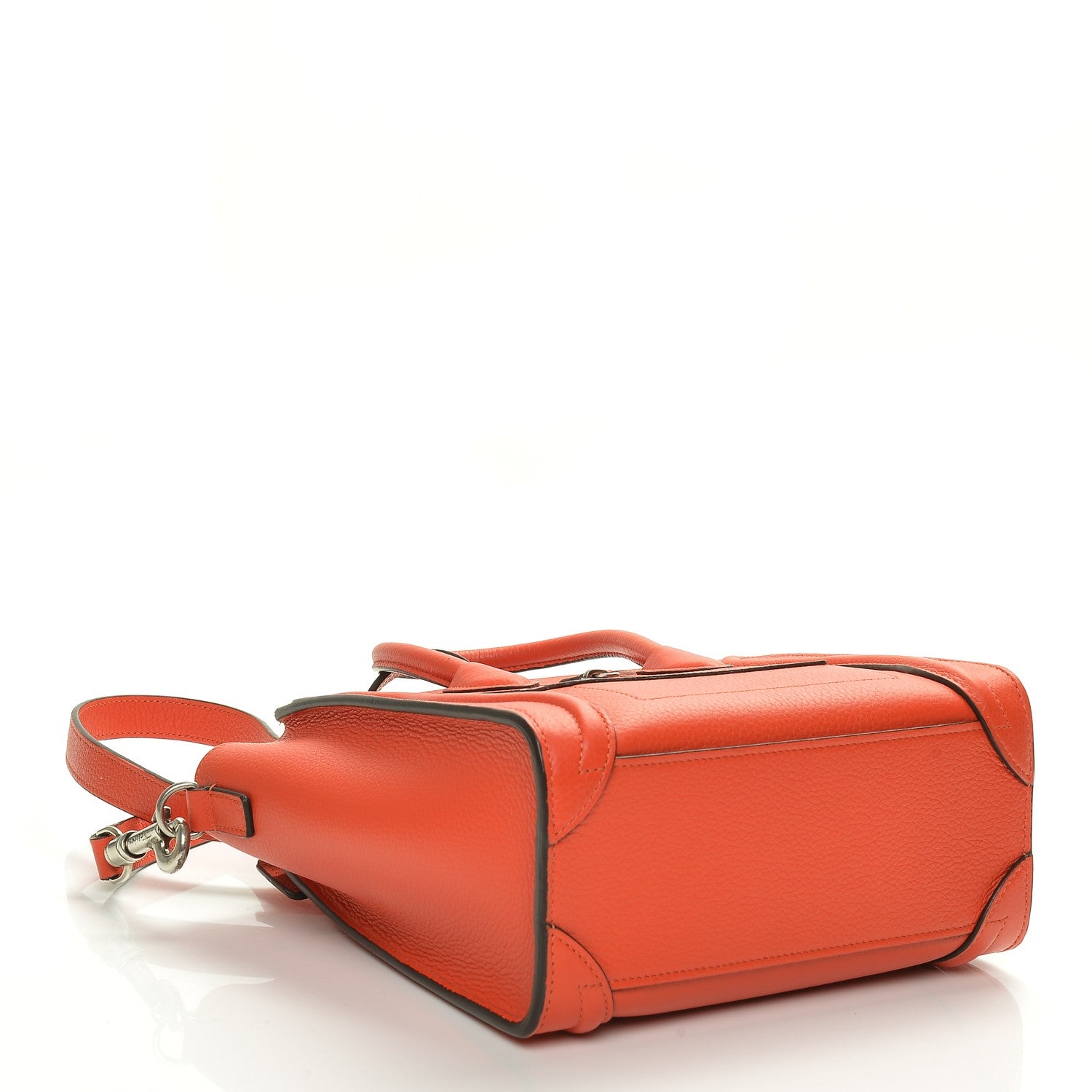 Celine Drummed Calfskin Nano Luggage Vermillion 4 of 6