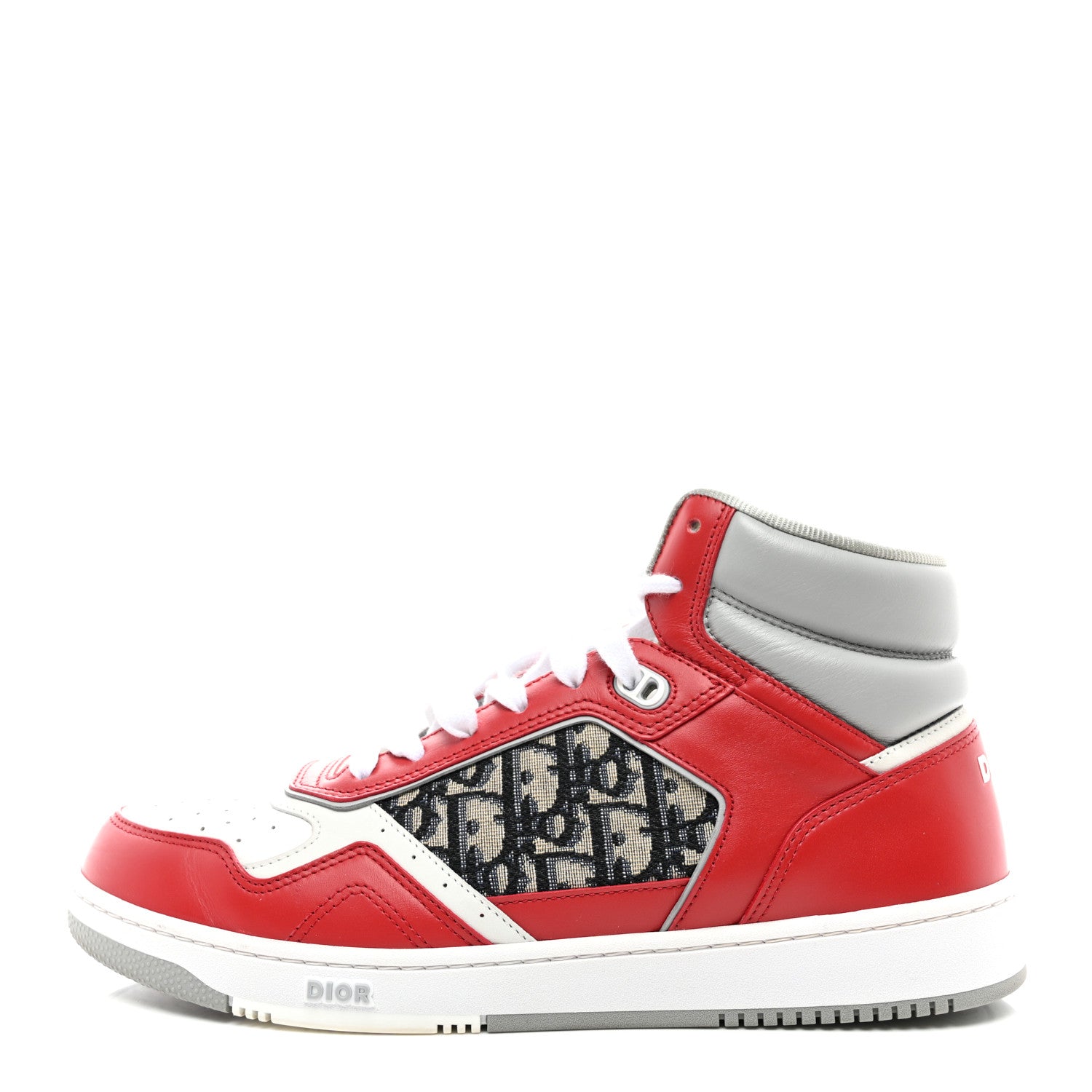 Christian Dior Smooth Calfskin Jacquard Oblique Mens B27 Mid Top Sneakers 44 Red Multicolor 1 of 8