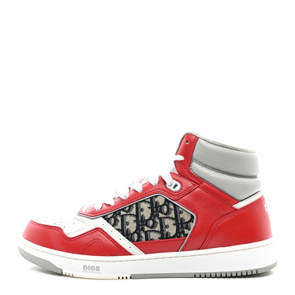 Christian Dior Smooth Calfskin Jacquard Oblique Mens B27 Mid Top Sneakers 44 Red Multicolor 1 of 8