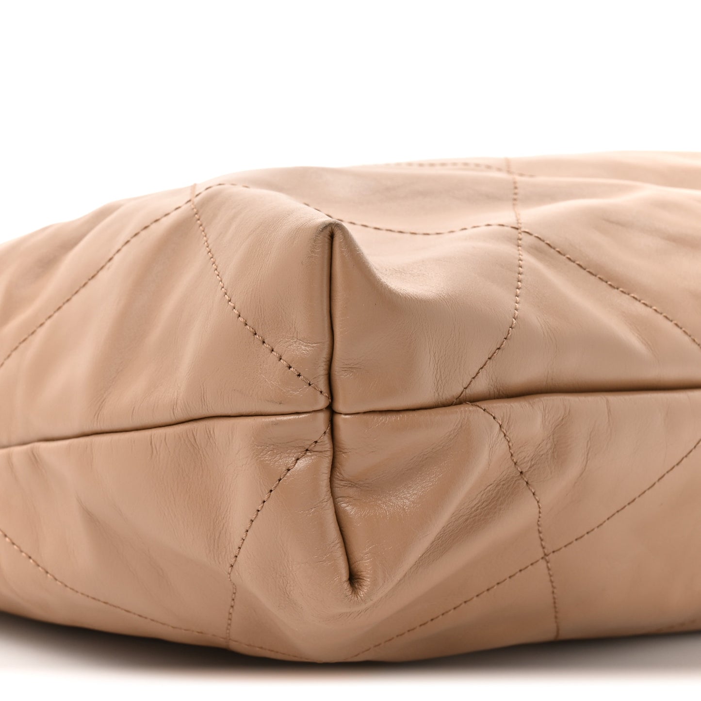 Shiny Calfskin Quilted Chanel 22 Beige