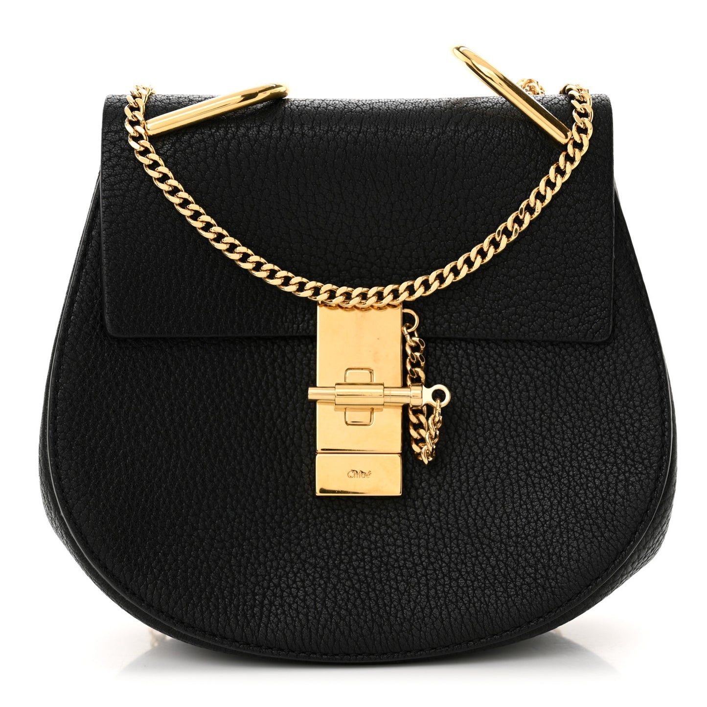 Grained Lambskin Mini Drew Shoulder Bag Black