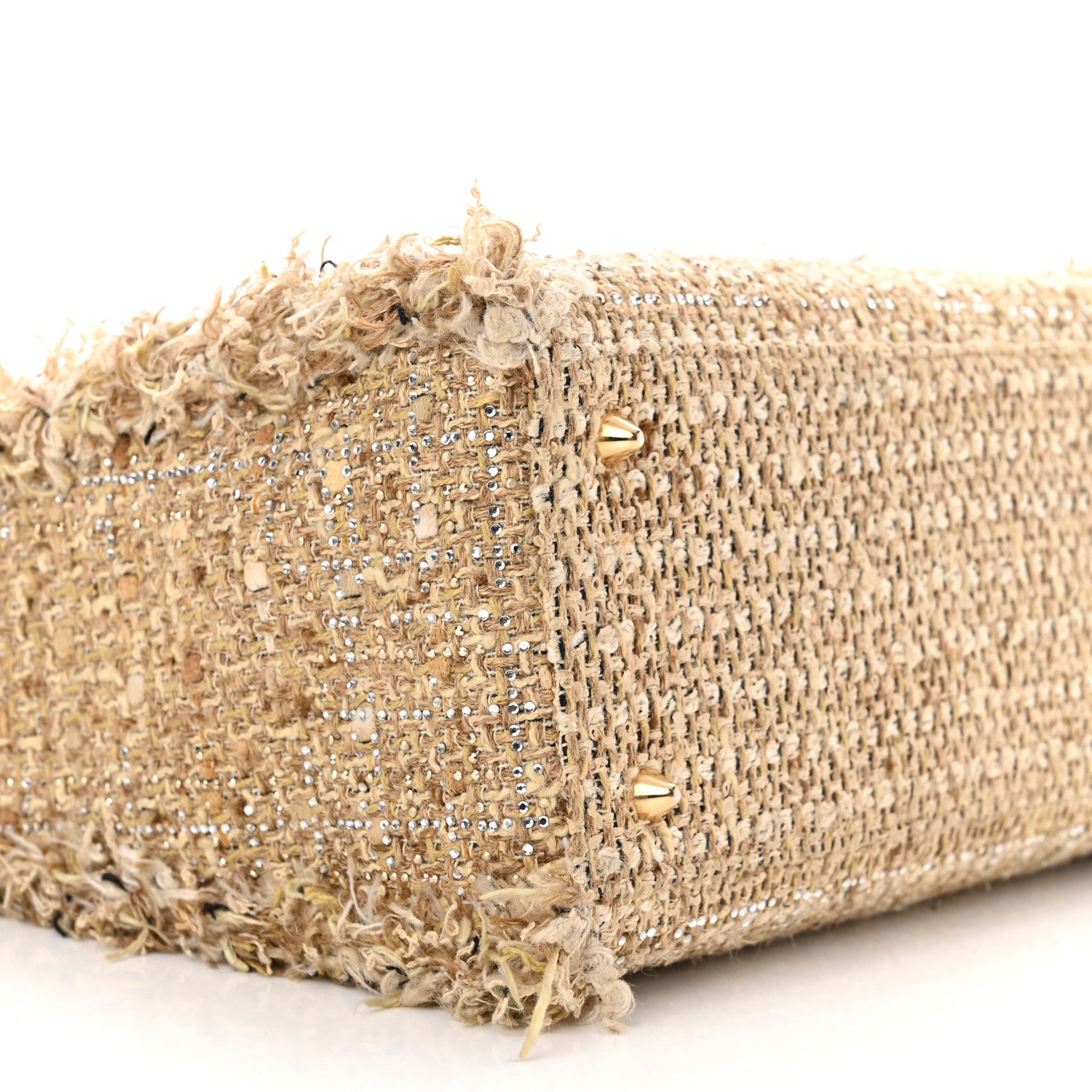 Christian Dior Tweed Crystal Fringe Medium Lady Dior Beige 9 of 12